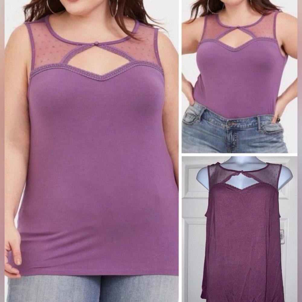 Torrid Super Soft Knit Tank With Lace Detail